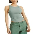 thumbnail image 3 of Women‘s U-Neck Slim Fit Vest Knitting Ribbed Irregular Backless Racerback Cropped Tank Tops, 3 of 7