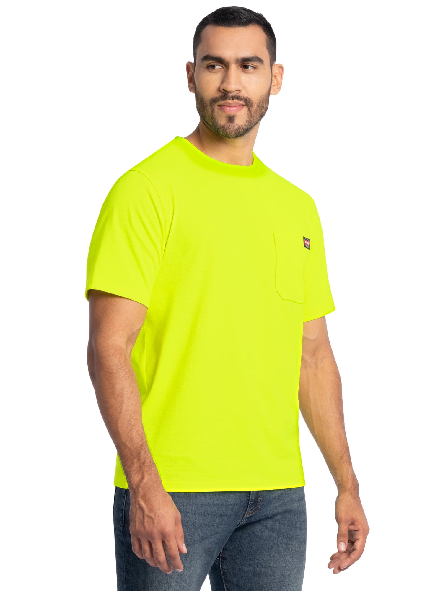 Wrangler Workwear Men's Short Sleeve Heavyweight Pocket Crew Work Shirt, size S-2XLT