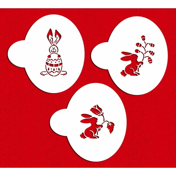 Designer Stencils Easter Bunnies Cake Stencils, Beige/semi-transparent