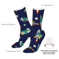 thumbnail image 4 of Xecao Astronaut Dinosaur Print Fashion No Heel Casual Crew Socks Cushioned Breathable for Men Women - Moisture wicking,Not easy to fade Suitable for daily, 4 of 7