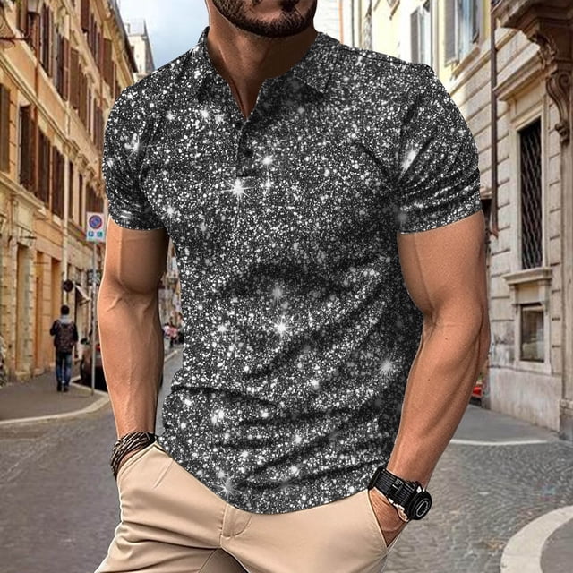 Mefallenssiah Hauts pour Hommes, Liquidation Chandail à Col Rabattu à Carreaux Rayé à Fermeture Éclair Manches Courtes Sport