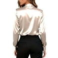 thumbnail image 3 of Deago Satin Blouses for Women Silk Button Down Shirts Long Sleeve Work Shirt Dressy Business Casual Fall Tops (Champagne, S), 3 of 8