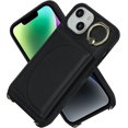 thumbnail image 4 of for iPhone 13 Case with Strap for Women,for iPhone 14 Phone Case Wallet with Card Holder,Credit Card Holder,Ring Stand,Crossbody Lanyard,PU Leather Cases for iPhone 13/14 6.1''(Black), 4 of 9