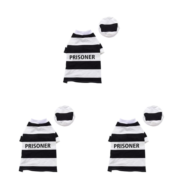Toystoory Disfraz de prisionero para mascotas con sombrero Patrón de rayas de Halloween Uniforme Perro Gato Ropa de algodón de poliéster Fiesta de Type7 NO7 Toystoory CBP545403
