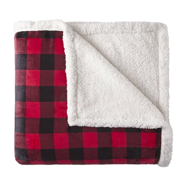 Better Homes & Gardens Full/Queen Sherpa Blanket, Buffalo Plaid