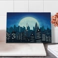 thumbnail image 2 of City Cutting Board, Silhouette Cityscape Under Night Sky with Full Moon Urban Architecture Modern Capital, Decorative Tempered Glass Cutting and Serving Board, in 3 Sizes, by Ambesonne, 2 of 5