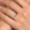 thumbnail image 4 of Gem Stone King 18K Rose Gold Plated Silver Blue Apatite and Pink Lab Grown Diamond Engagement Ring for Women | 1.00 Cttw | Round 5MM | Gemstone Birthstone | Size 8, 4 of 6
