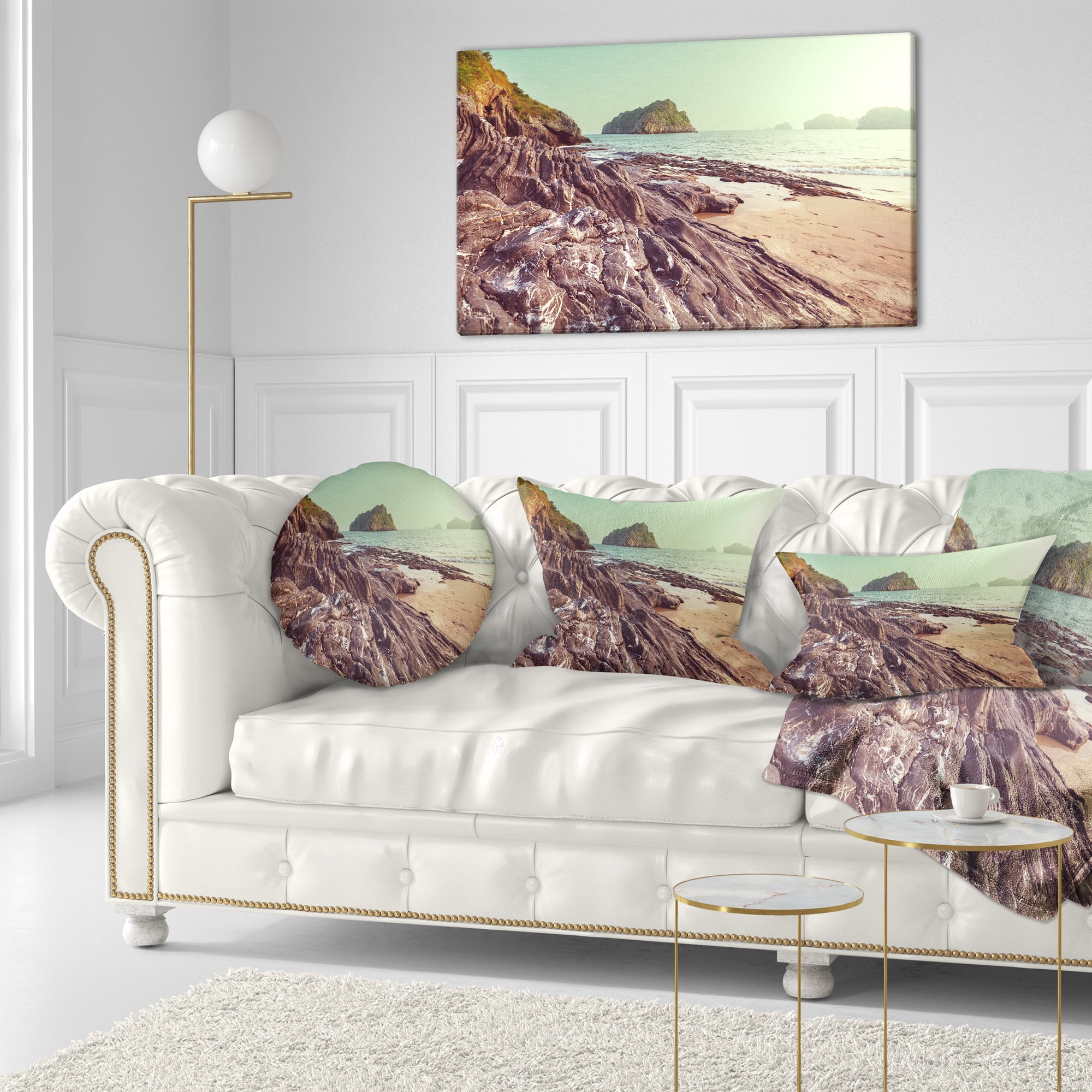 Designart Fantastic Halong Bay Vietnam - Seashore Throw Pillow - 12x20