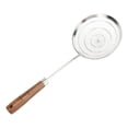 thumbnail image 3 of Strainer Spoon Long Wooden Handle 304 Stainless Steel Anti Scald Safe Slotted Ladle for Kitchen Cooking Frying Spaghetti Small(10.8x6.5in), 3 of 5