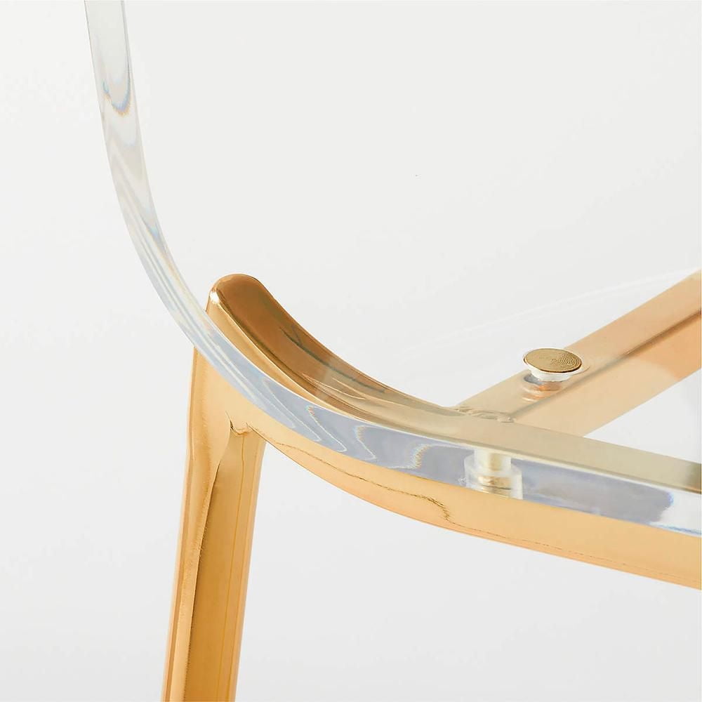 Tabouret de comptoir en acrylique transparent – Heavenly Collection, base argentée | Parfait pour un îlot de cuisine ou une salle à manger