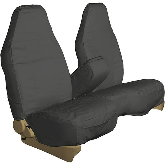 F220 1997-1999 F150 High Back 40/60 Split Bench Seat Custom Dark Gray Twill Seat Covers.