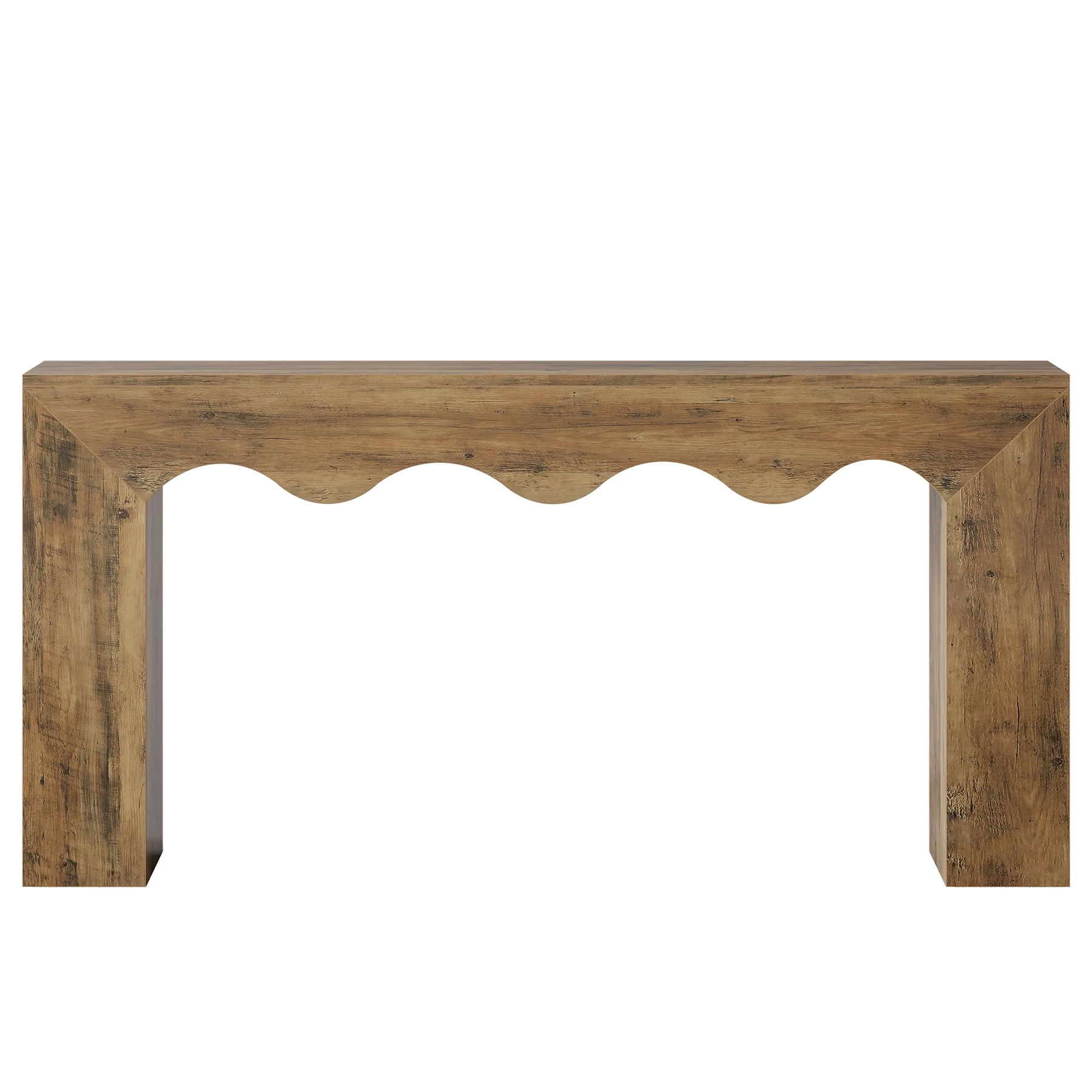 MAYEERTY 63" Retro Console Table, Wooden Entryway Sofa Table with Unique Wave Edge Design, Vintage Hallway Accent Stand with Storage for Living Room