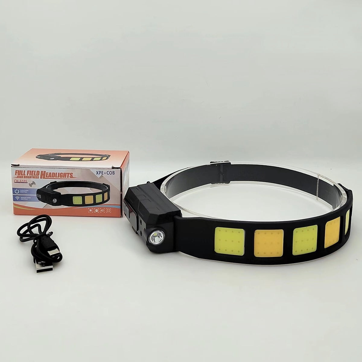 LED Headlamp Rechargeable, 230° Wide Beam Head Lamp, 10Mode Headlamps for Kids Adults, Headlamp Flashlight with Red Light and Motion Sensor, Head Lights for Forehead Running Camping
