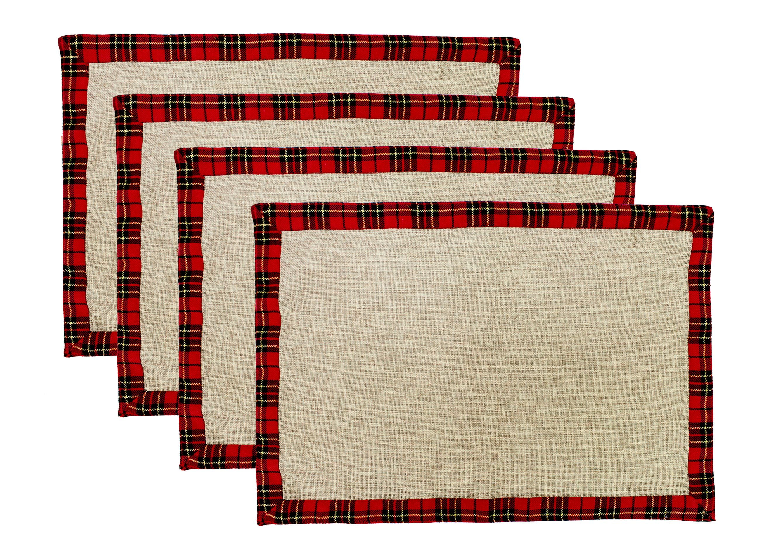 Holiday Tartan Plaid Border Christmas Decorative Table Placemat (Plaid