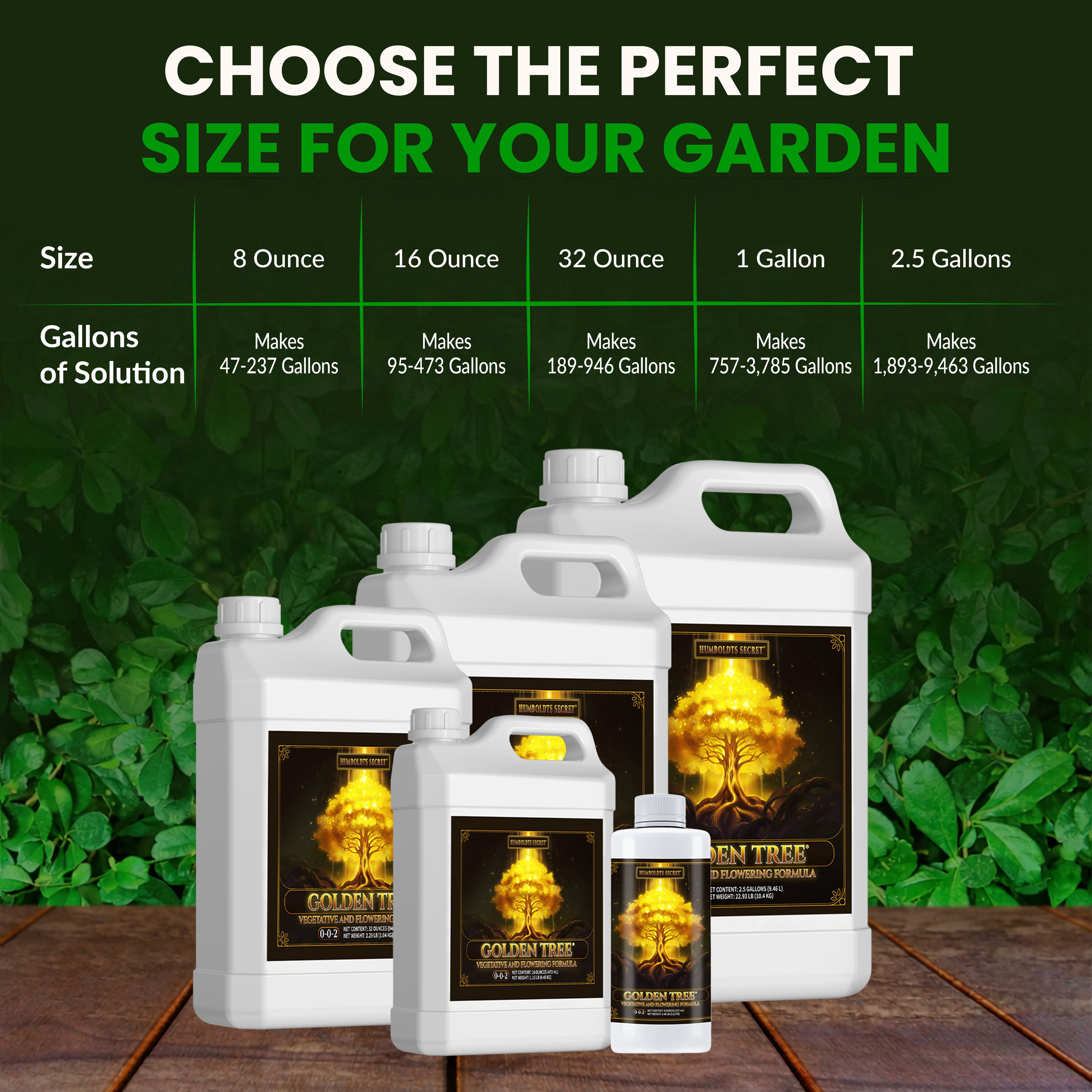 Humboldts Secret Golden Tree Liquid Plant Food | Enhances Growth Indoors or Outdoors | All-in-One Plant Nutrients for Vegetables, Trees, Flowers, Fruits, Roses, Lawns, Tomatoes | 8 Ounce