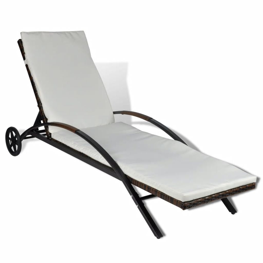 Lowestbest Patio Chaise, Portable Adjustable Backrest Lounge Chair with Cushion and Wheels Lowestbest Patio Chaise, Portable Adjustable Backrest Lounge Chair with Cushion and Wheels
