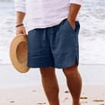 thumbnail image 2 of RongHuan Mens Big and Tall Cotton Linen Shorts Straight Leg Elastic Waist Side Split Short Pant Breathable Summer Shorts for Sports, 2 of 8