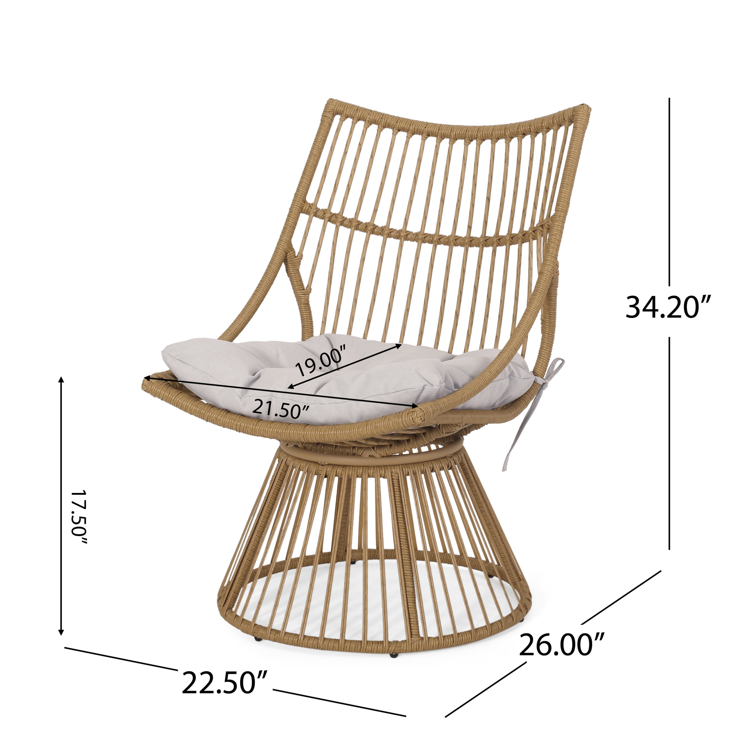 Outdoor Leisure Chair and Side Table Combination Set, Wicker Integrated Furniture for Patio Garden, Light Brown and Beige