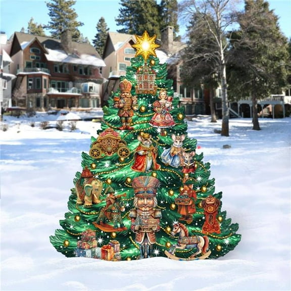 48' Nutcracker-Themed Christmas Tree Outdoor Indoor Dcor Wooden Christmas Decoration by G. Debrekht