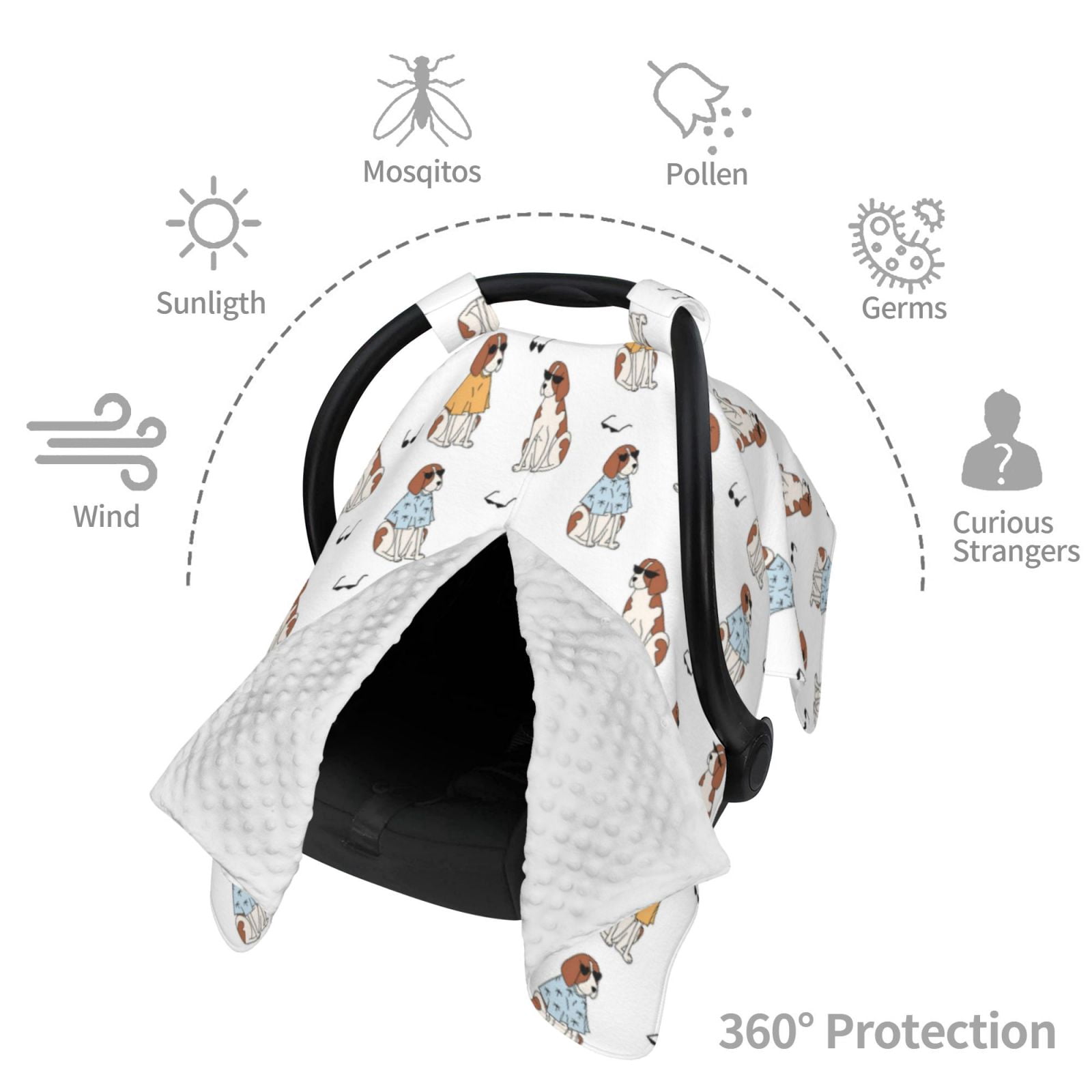 Car Seat Cover Baby - Cute Glasses Dog Breathable Infant Car Seat Cover for Baby Carseat, Lightweight Comfort Baby Essentials Must Haves Newborn Stuff for Girl Boy