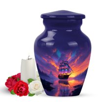 Yatskia Sailing Ship Sunset Urn for Ashes for Women, Mini Memorial Urns for Human Ashes Adult Man, Little Decorative Urns for Adult Ash, (Classic Pack of 1, 3 Inch)