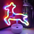 thumbnail image 1 of Letrero de neón de cervatillo con base de soporte, luz de neón alimentada por USB o 3 pilas AA, decoración de mesa LED, decoración de pared de dormitorio, regalo de cumpleaños, suministros para, 1 of 8