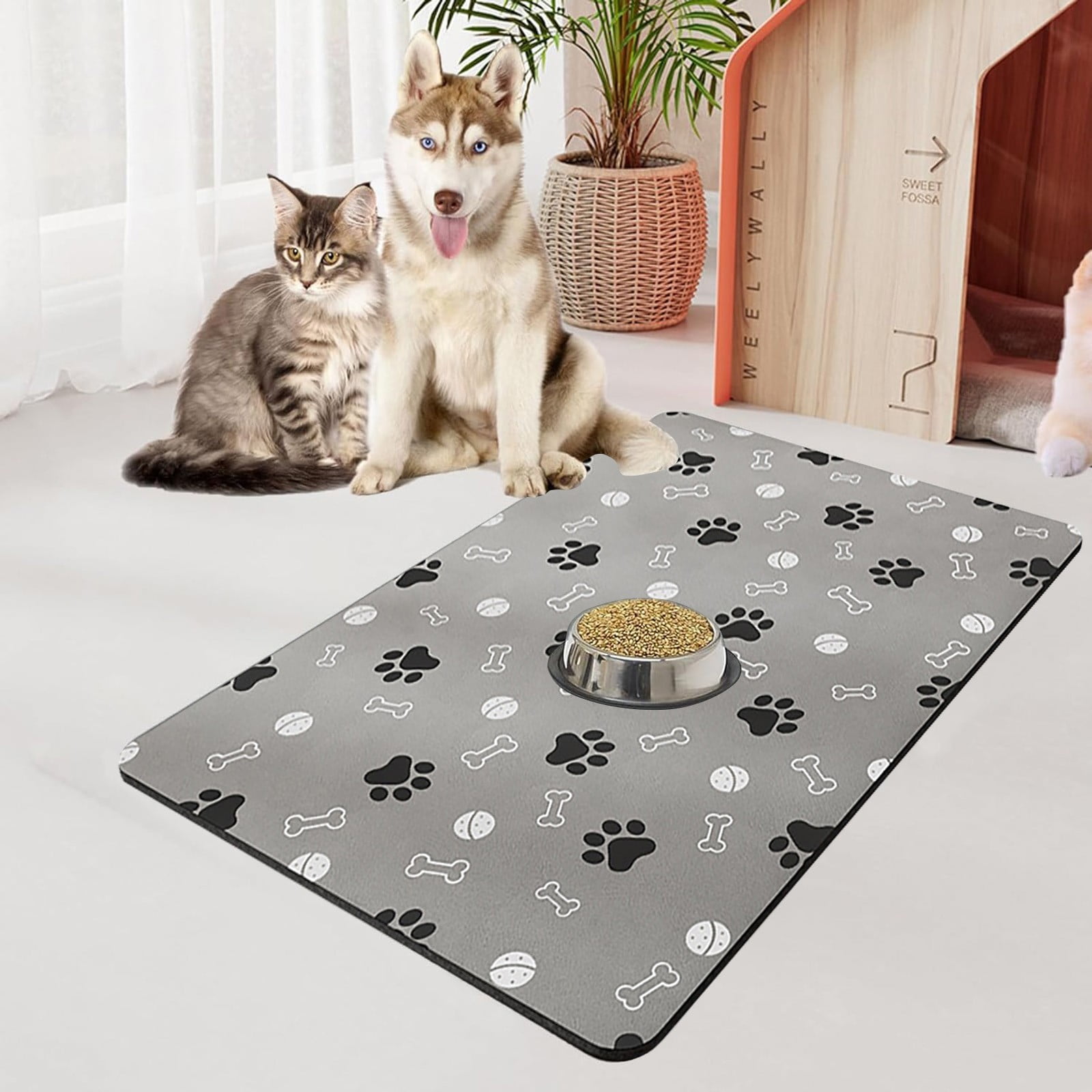 Dog And Cat Bowl Mat For Food And Water Dry Rubber Easy Clean And No Stains Food Mat Suitable For Use With Multiple Bed Room Rug