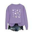 thumbnail image 2 of Mceream Valentines Chandails en Molleton pour Femmes Mode Décontractée Imprimé Cœur Graphique Manches Longues Chemises Col Rond Surdimensionné Chandail Tops Grande Taille Violet P, 2 of 5