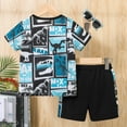 thumbnail image 2 of GEYEHUG Boys 2 Pieces Outfits Dinosaur Print Round Neck Short Sleeve Top and Shorts Set, 2 of 7