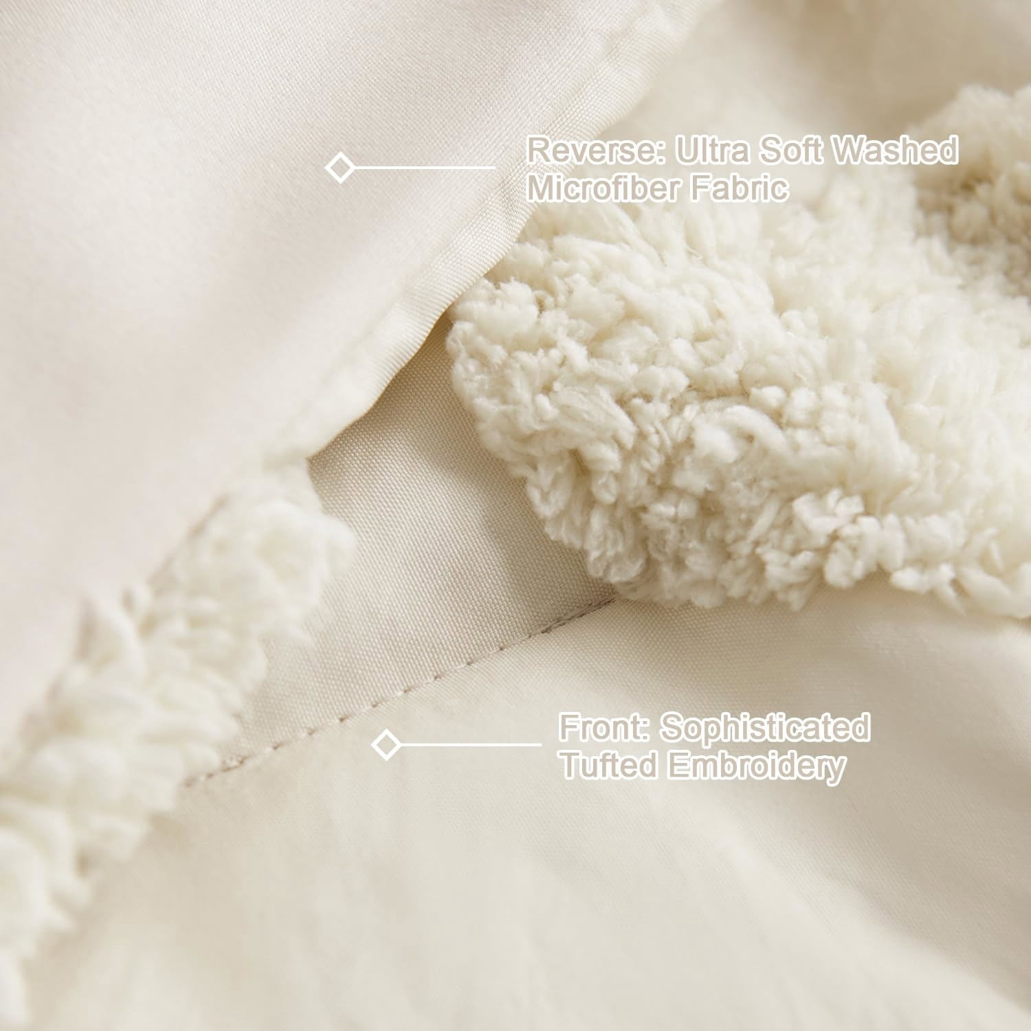 3 Pieces Tufted Heart Dot Beige Queen Comforter Set Boho Ultra Soft Jacquard Lightweight Comforter Shabby Chic Washed Microfiber Bedding Set