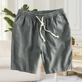 thumbnail image 2 of Cmfcve Men's Plus Size Shorts Pockets Elastic Waist Cotton Linen Shorts Drawstring Straight Gym Pants, 2 of 5