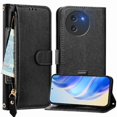 thumbnail image 1 of FOXDOCK Funda Tipo Cartera para iPhone 17 Cuero PU con Cremallera y Correa de Muñeca, Ranuras para Tarjetas, Soporte Plegable, Cierre Magnético, 1 of 5