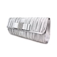 thumbnail image 4 of Evening Bag - Pleated Clutch w/ Metal Mesh Accent Bow Flap - Silver - BG-92055S, 4 of 6