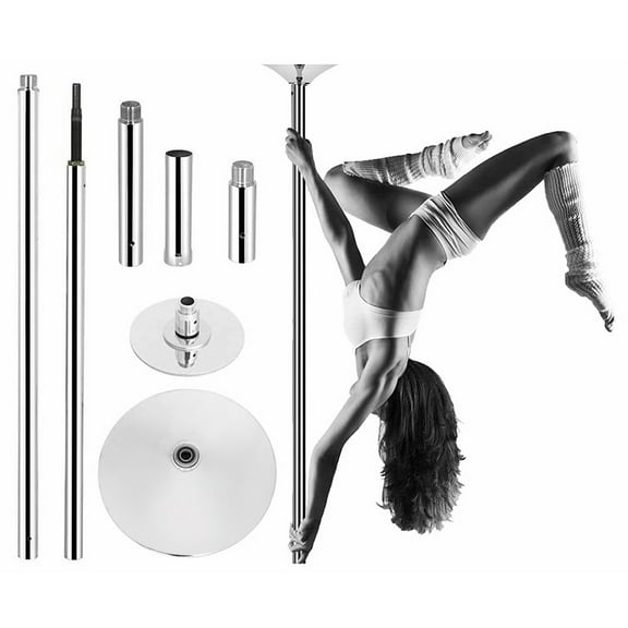Professional Spinning Static Dancing Pole Fixed Dance Pole Kit | Portable Removable Pole Adjustable Height Excellent for Home Exercise Studio Club Gym, Silver