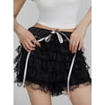 thumbnail image 5 of Michellecmm Women's Lace Shorts 3D Flower Bow Elastic Waist Layered Ruffle Short Pants for Summer, 5 of 9