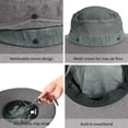 thumbnail image 3 of Summer Outdoor UV Protection Sun Hats Unisex Caps Wide Brim Removable Crown Mesh Net Adjustable Drawstring, 3 of 5