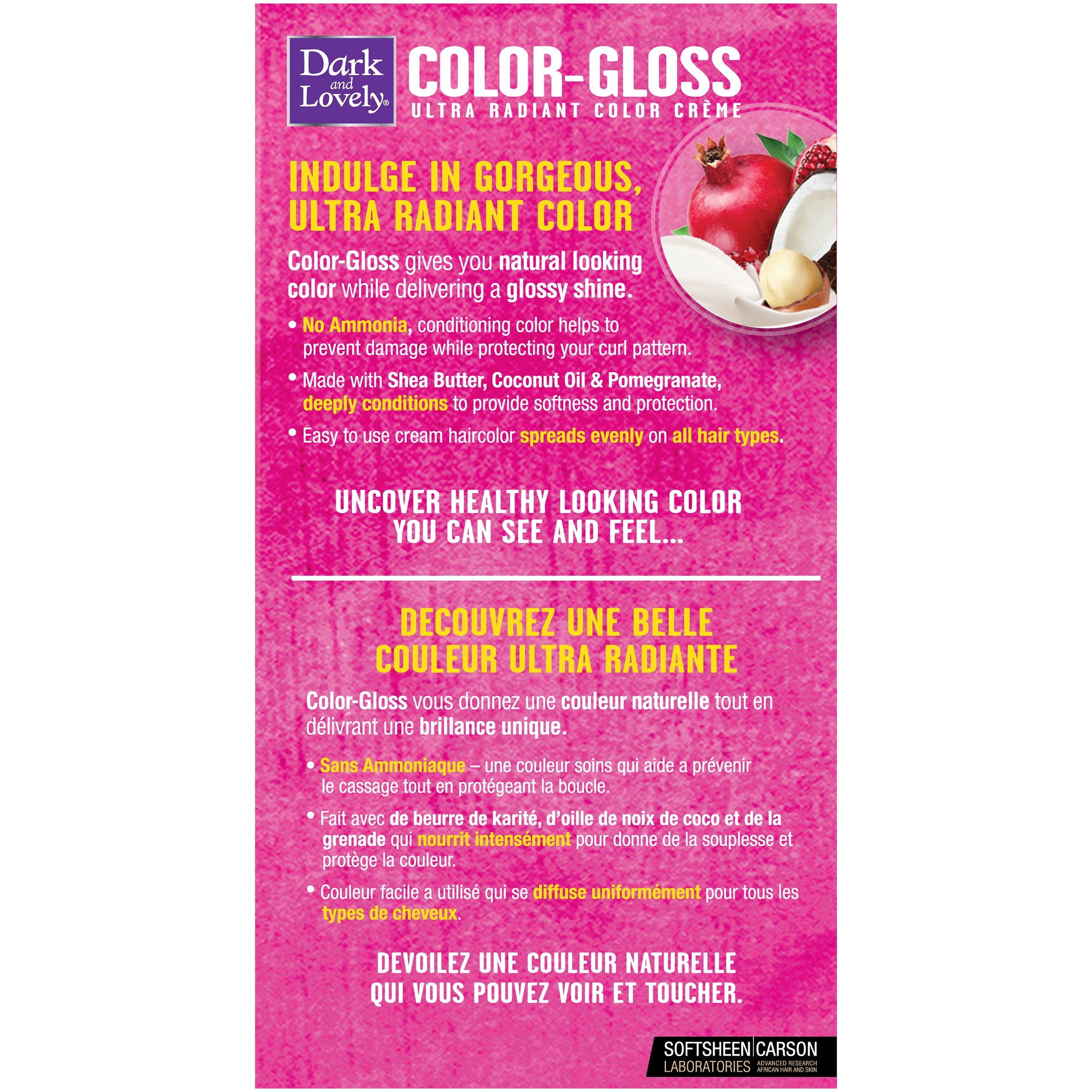 SoftSheen-Carson Dark and Lovely Color-Gloss Ultra Radiant Hair Color Creme, Ammonia Free Hair Dye, with Coconut Oil and Argan Oil