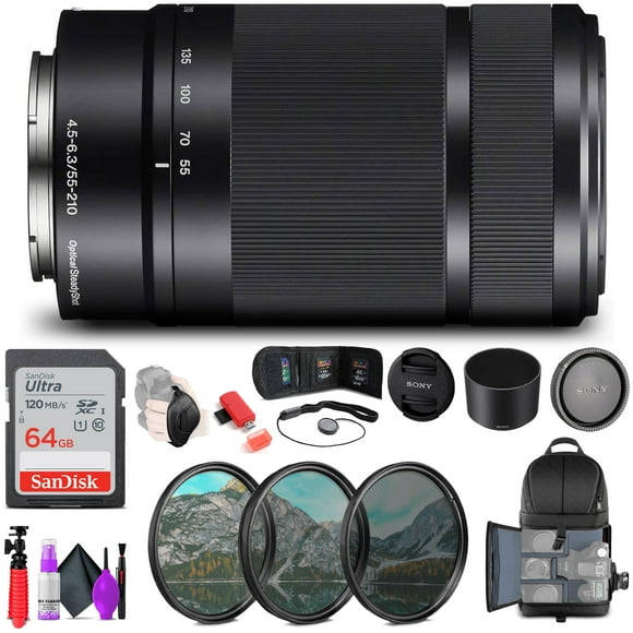 Lente Sony E 55-210 mm f/4.5-6.3 OSS (negro) con accesorios