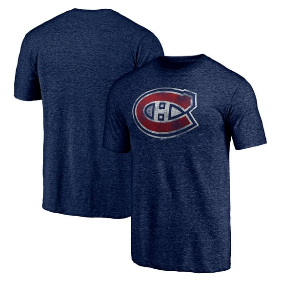 Men's Navy Montreal Canadiens Distressed Tri-Blend T-Shirt