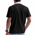 thumbnail image 5 of USNSM Men's Summer Casual Shirts Quick Dry Lightweight Cotton Short Sleeve T Shirt Classic Zipper Collar Tee with Pocket Black L, 5 of 8