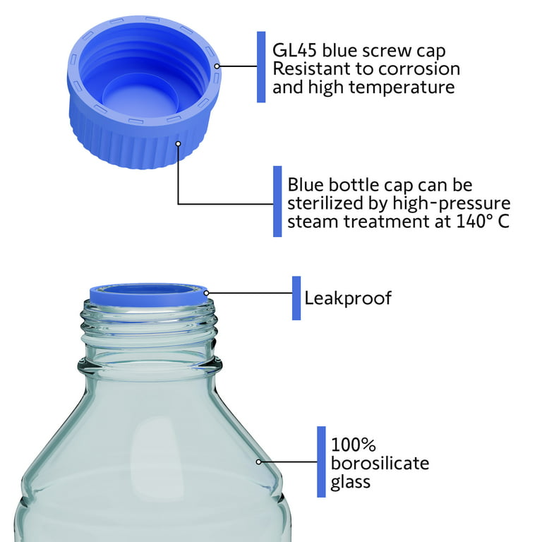 MorexLab 1000Ml Storage Glass Bottles - 2Pcs Round Media Storage Bottle -  Borosilicate Glass Bottles - Safe Probe Storage Glass Storage B