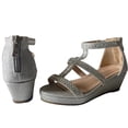 thumbnail image 2 of Christy-8 Girl's Big Kid Fashion Sparkle Rhinestone Party Bridal Platform Wedge Dress Sandals Silver Glitter 11, 2 of 7