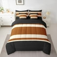 thumbnail image 2 of jejeloiu Vintage Stripes Pattern 7pcs Bedding Comforter Set,Abstract Geometric Queen Bedding Sets,Brown Black Queen Sheet Sets For Kids,Breathable Home Decor Reversible, 2 of 8