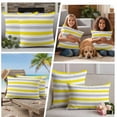 thumbnail image 5 of Yellow Grey Outdoor Waterproof Pillow Covers, Farmhouse Watercolor Modern Geometric Decorative Square Throw Pillowcase Sofa Cushion Sham for Patio/Couch/Chair, 20"x20" 2 Pack, 5 of 8