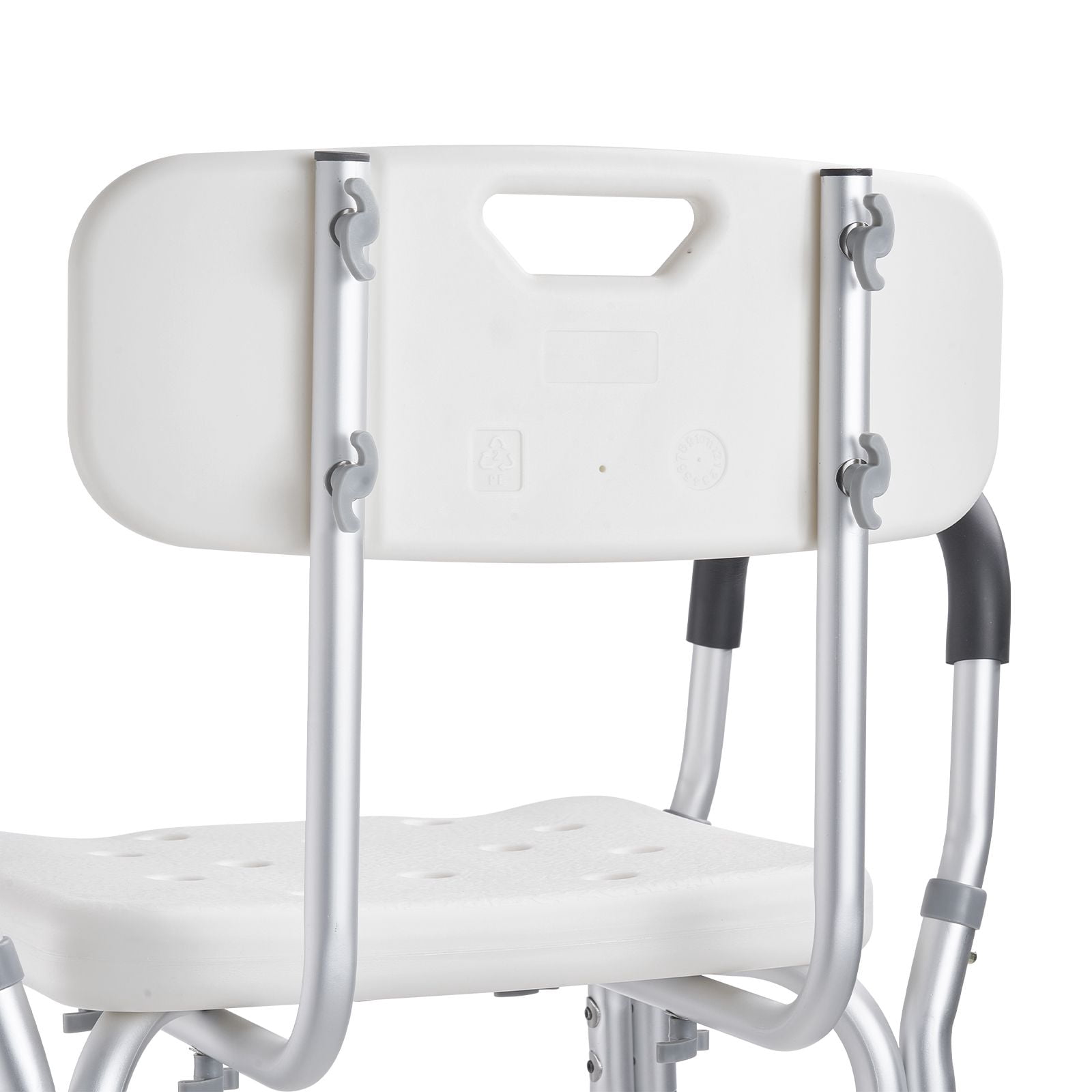 Shower Chair with Armrests & Backrest, 350 lbs Capacity, Adjustable Height 15.35-20.47", Non-Slip, for Seniors Disabled