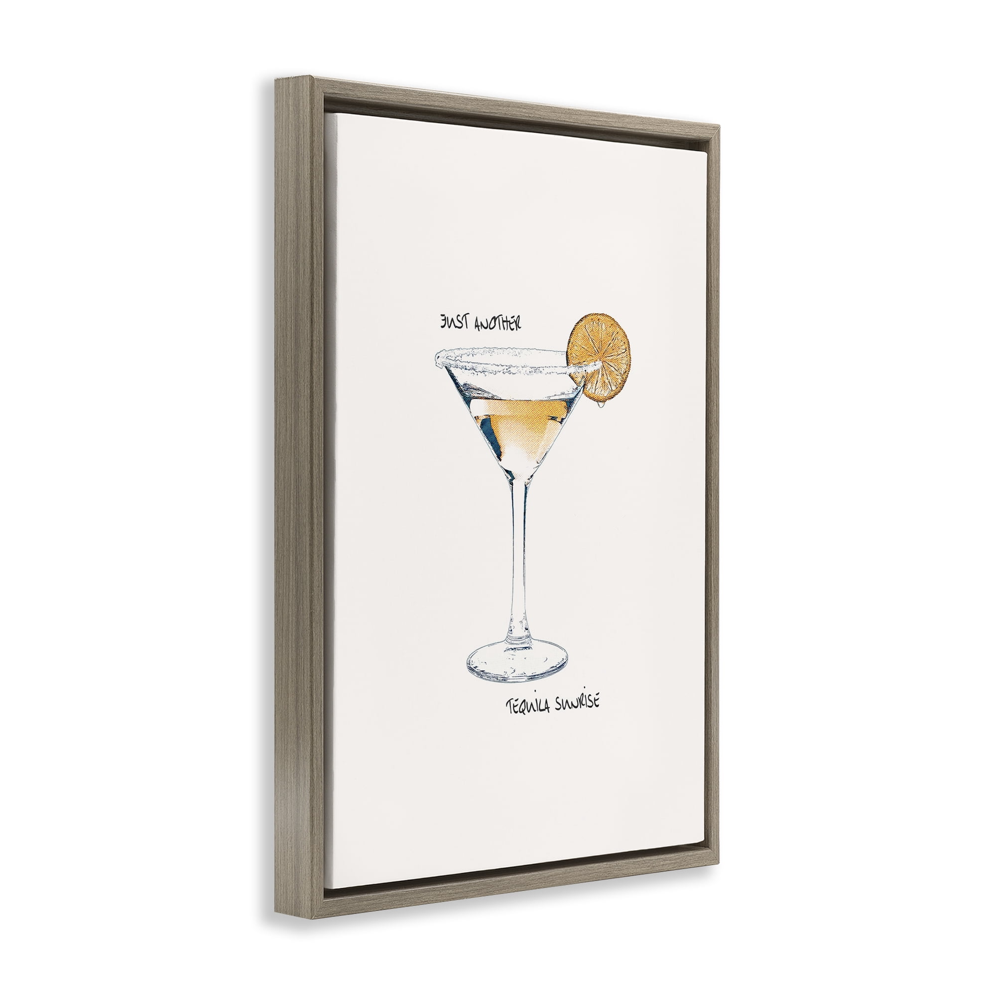 Stupell Industries Just Another Tequilla Sunrise Food & Beverage Painting Brown Floater Framed Canvas Art Print Wall Art, 17 x 25