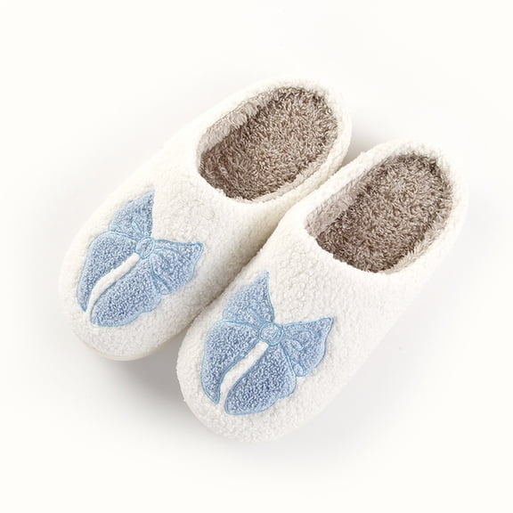 House Slippers for Women, Women Slippers Cozy Plush Memory Foam Slippers for Women, Large Bow Patchwork Sherpa Fleece Warm Non-Slip House Slippers