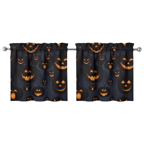 2 PCS Spooky Cute Tier Curtains with Skeleton and Cobweb Design, Halloween Themed Rod Pocket Kitchen Curtains 27.5x24in(70x60cm) Kitchen Curtains