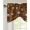 thumbnail image 2 of Tie Up Valance Curtain for Kitchen,Coffee Bean Cup Vintage Brown Linen Rod Pocket Short Curtains Adjustable Tie-Up Shade Valances,Cafe Graffiti Abstract Art Window Treatment for Bathroom Living Room, 2 of 8