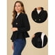 thumbnail image 2 of Abrigo corto de lana Allegra K con dobladillo de volantes de manga larga botones de solapa elegante para mujer Negro XL, 2 of 6